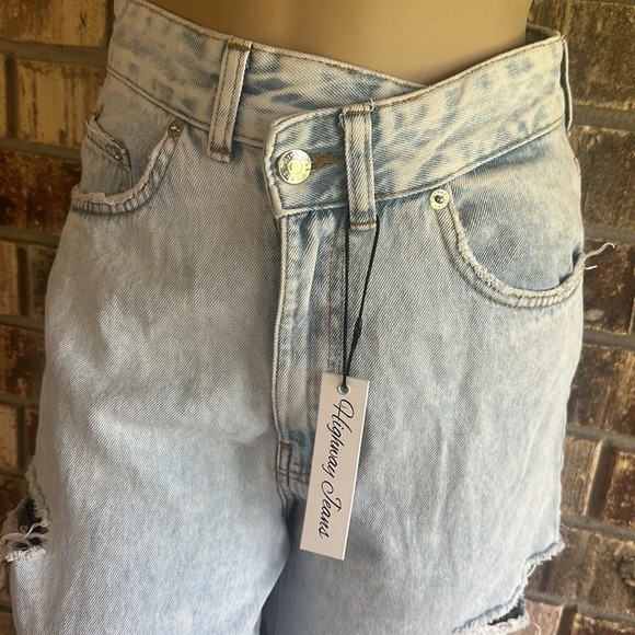 Highway Jeans Factory Distressed Ripped Light Blue Wide Leg Denim Size 3 NWT - Picture 12 of 16